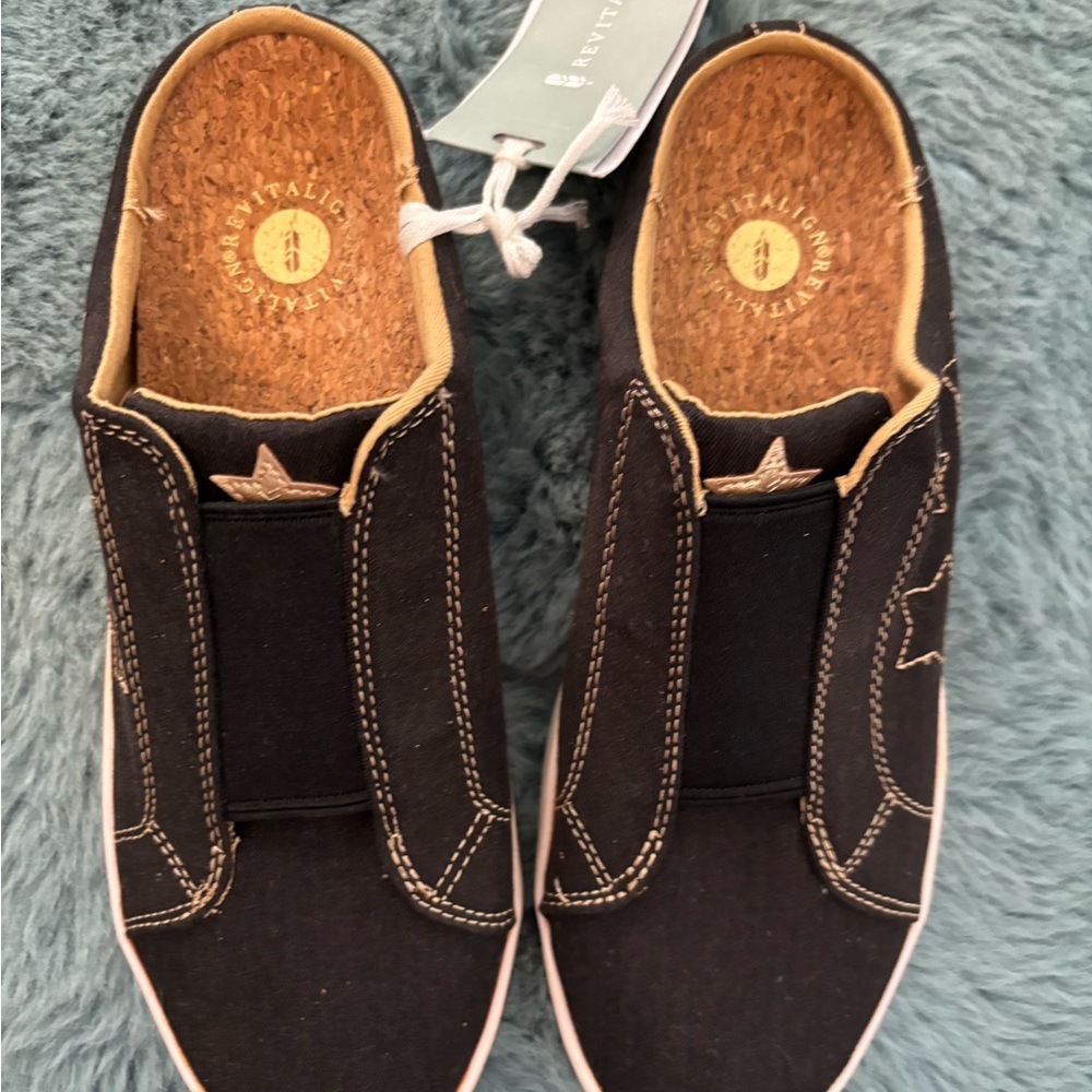 Revitalign Black‎ Open Back Slip on Shoes